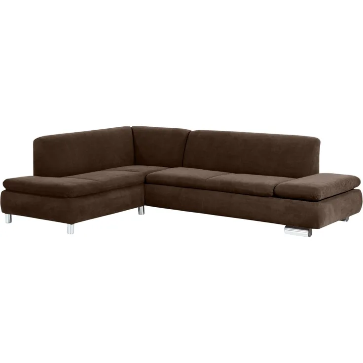 Ecksofa mit Ottomane links Kaye Bezug Veloursstoff Metallfuß verchromt / braun 23107