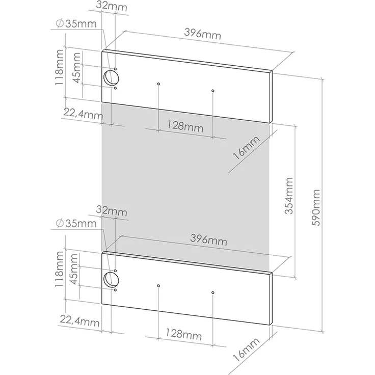 Küchenfront R-Line Anthrazit Hochglanz 39.6 x 59 cm Möbelfront für den Hängeglasschrank Vicco – Bild 2