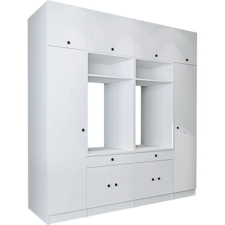 Roomart Waschmaschinenumbauschrank & Schrankwand für Waschküche - SERIE 1 - | 224 cm breit | Waschmaschine & Trockner | Mit Ausziehbrett | Hauswirtschaftsraum Möbel • Weiß – Bild 6