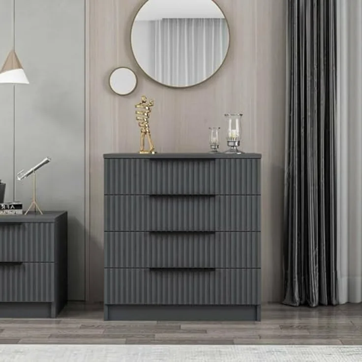 Dmora Kommode Theemin 72 x 42 x 77 cm Schwarz 7 Schubladen
