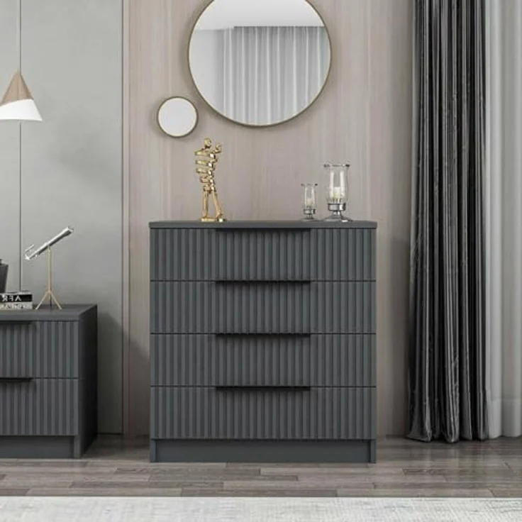 Dmora Kommode Theemin 72 x 42 x 77 cm Schwarz 7 Schubladen – Bild 1