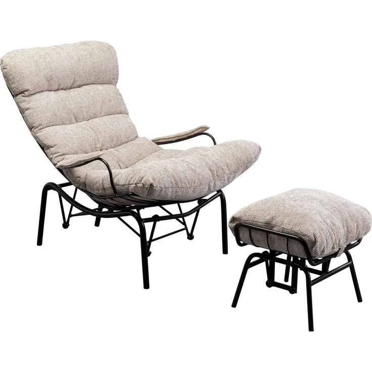 Kare Design Sessel + Hocker Vienna Swing, Beige, Schaukelsessel, Schwing-Funktion, 40 cm Sitzhöhe, Wohnzimmer, Schlafzimmer, 97 x 83 x 106 cm (H/B/T)