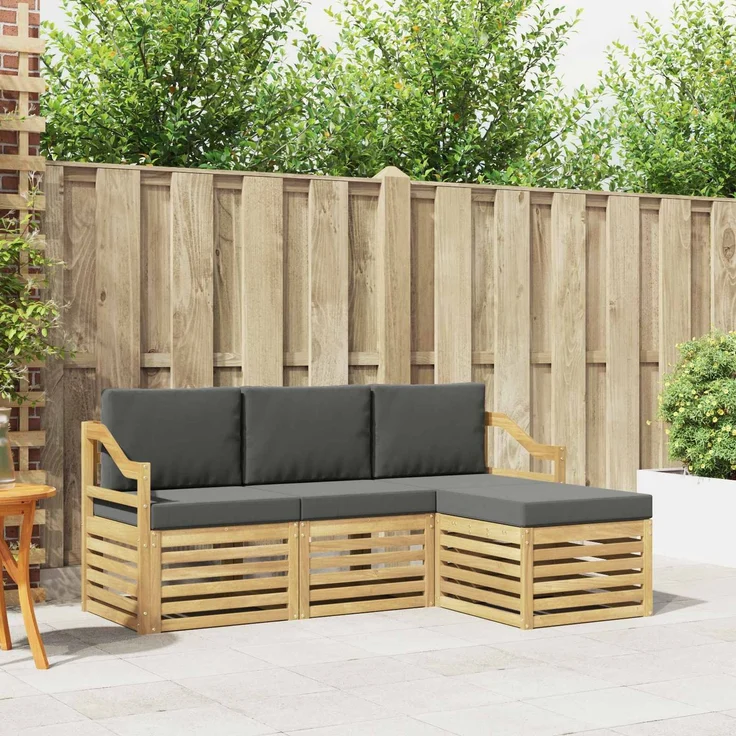 vidaXL Outdoor-Sofagarnitur 4 pcs Weiß und Anthrazit 3391652 – Bild 1