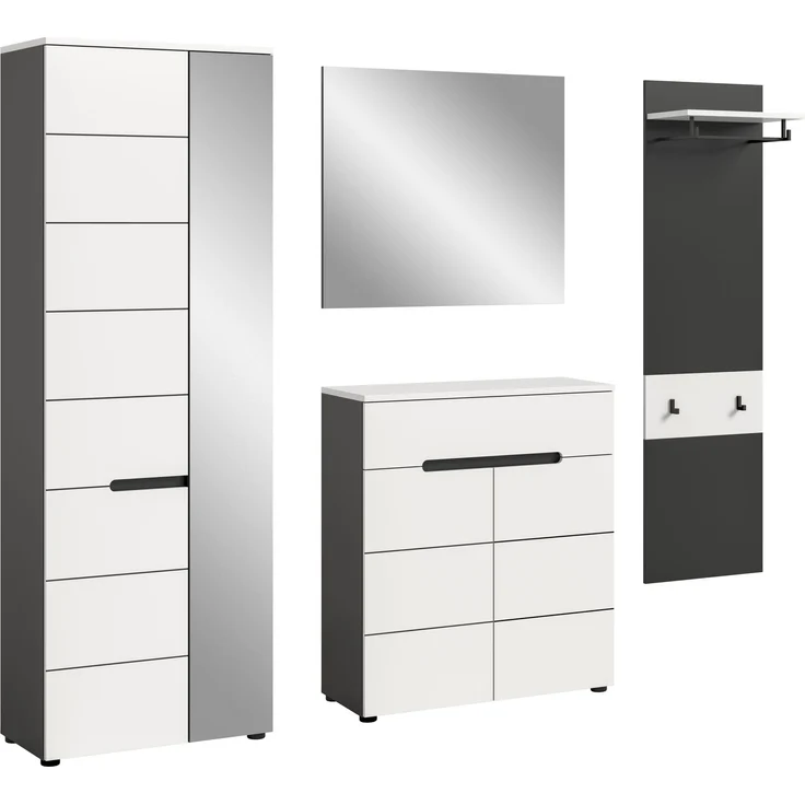Garderobenkombination (B/H/T: 220x190x37 cm) in weiß Nachbildung