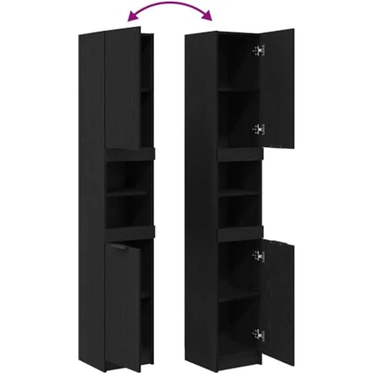 vidaXL Badezimmerschrank Schwarz Eichen-Optik 32 x 34 x 188,5 cm 862097 – Bild 5