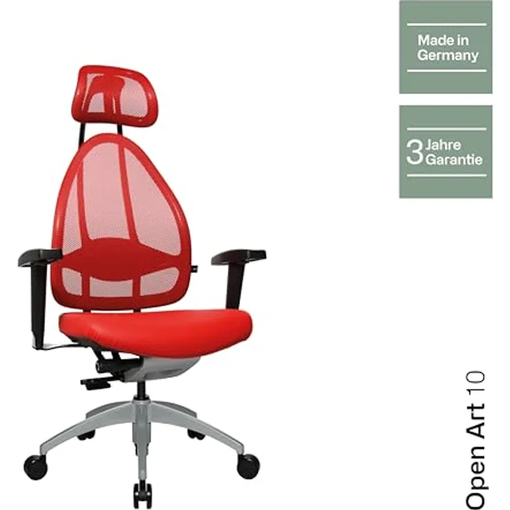 Bürodrehstuhl Open Art 10 rot Netzrückenlehne – Bild 4
