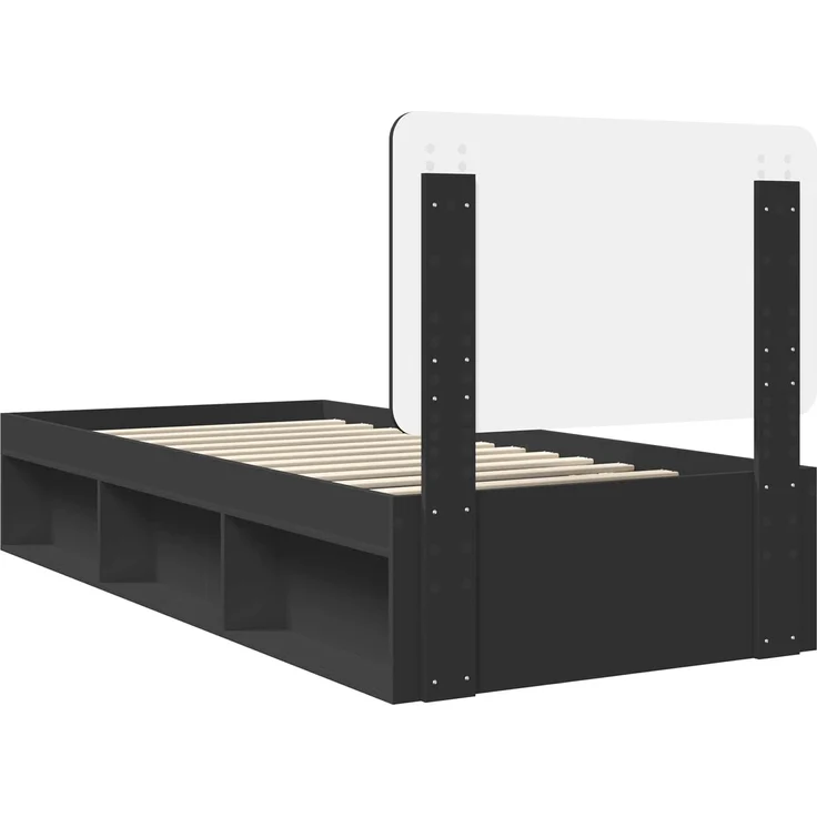 vidaXL Bettrahmen Schwarz 90 x 190 cm Massives Kiefernholz 3412543 – Bild 8