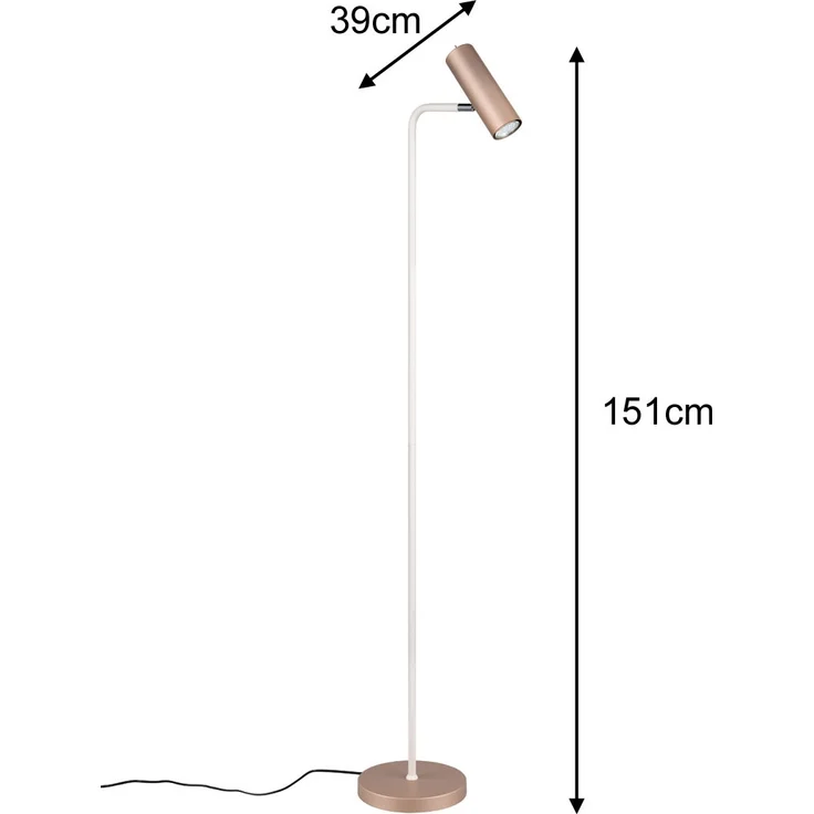 LED Leseleuchte Metall Coffee / Weiß, Spot schwenkbar, Höhe 151cm – Bild 4