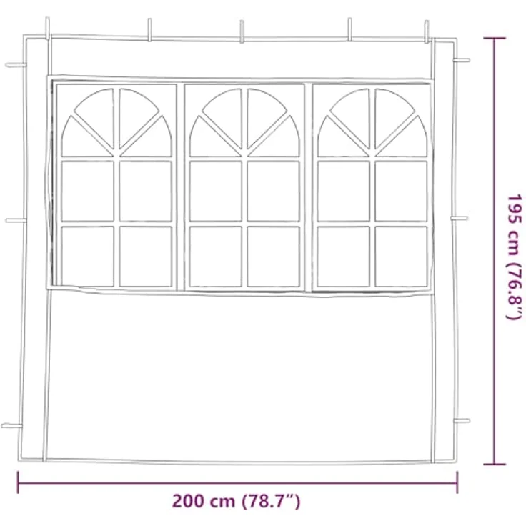 vidaXL Pavillon 200 x 195 cm, 2er Set Seitenteile in Blau aus PE und Stahl – Bild 3