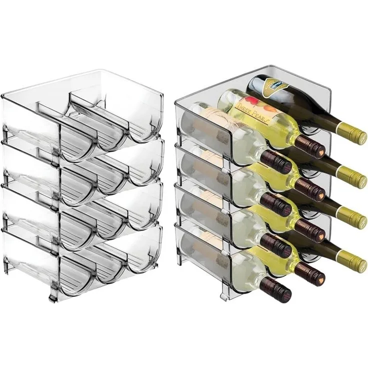 mDesign Weinregal Flaschnregal stapelbarbar 8er Set Kunststoff Grau Transparent