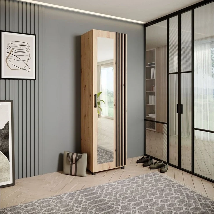 Beautysofa Garderobenschrank mit Tür und Spiegel LIVIA – Bild 1