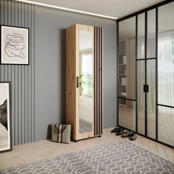 Beautysofa Garderobenschrank mit Tür und Spiegel LIVIA