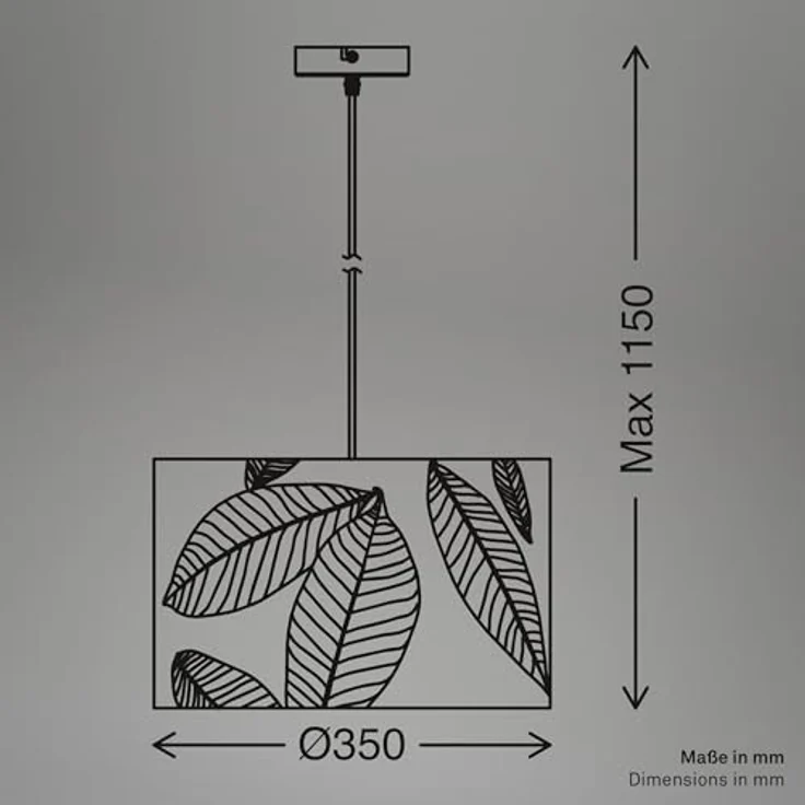 Briloner Pendelleuchte Swing Nature, 1-flammig mit E27 Fassung, Kaffee, Blätterdekor, Ø 35 cm – Bild 7
