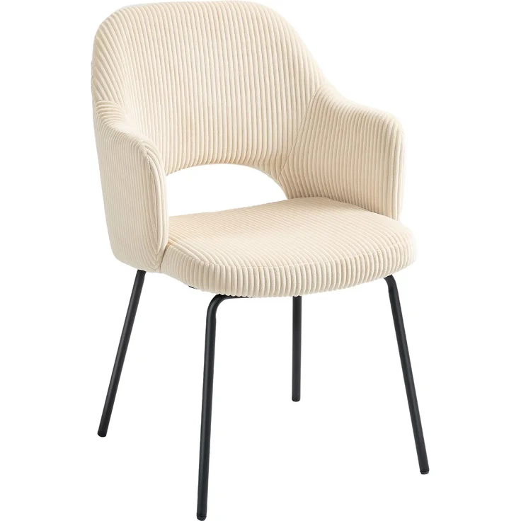 MELAYR, Esszimmerstuhl, Cordbezug, Schalenform, Metallbeine, Fußpolster, Beige, 62.5 x 57 x 85.5 cm – Bild 1