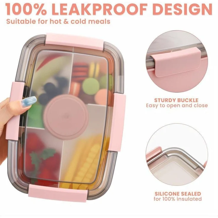 Lunchbox Brotdose Bento Erwachsene 2000ML 2000ml-2set-lila Dunkelrosa – Bild 4