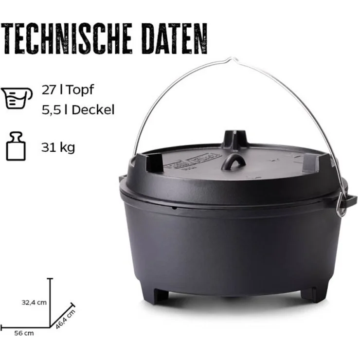 Grillfürst Dutch Oven BBQ Edition DO28 - XXL Dutch Oven – Bild 2