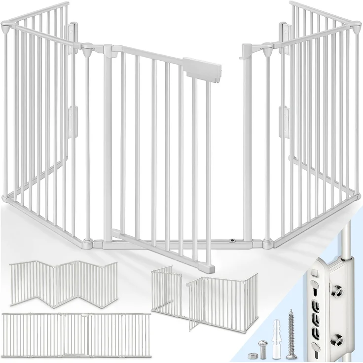 KIDUKU Kaminschutzgitter 180 cm Grau Baby Absperrgitter Ofenschutzgitter Laufstall Türschutzgitter – Bild 1