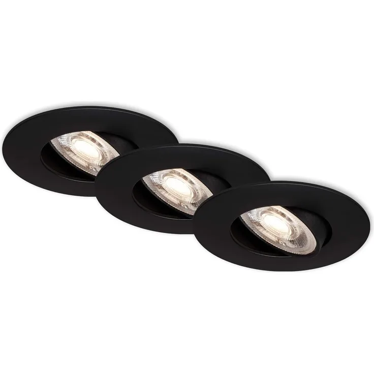 Di-Ka LED Einbauleuchte Kulana 3er Set schwarz-matt Ø 9 cm 4,9 W warmweiß