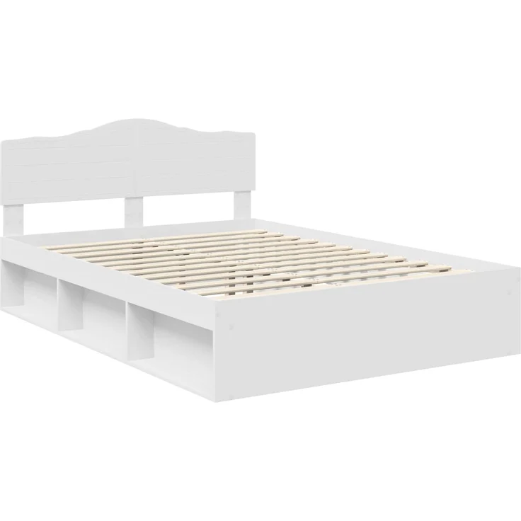 vidaXL Bettrahmen mit Kopfteil Weiß 140 x 200 cm Massives Kiefernholz 3412889 – Bild 3