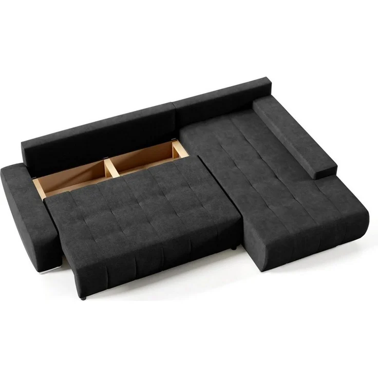 Beautysofa Ecksofa Draco L, Grau, Dunkelgrau, inkl. Wellenfedern Ecke mit Einfügung, mit Schlaffunktion – Bild 2
