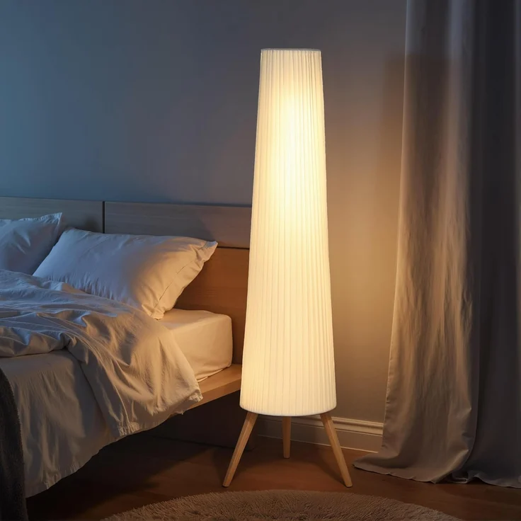 HOMCOM Stehlampe Dimmbar Stehleuchte mit Dreibein, Fußschalter, Dimmfunktion, LED fest integriert, Warmweiß, für Wohnzimmer Schlafzimmer, Weiß – Bild 5