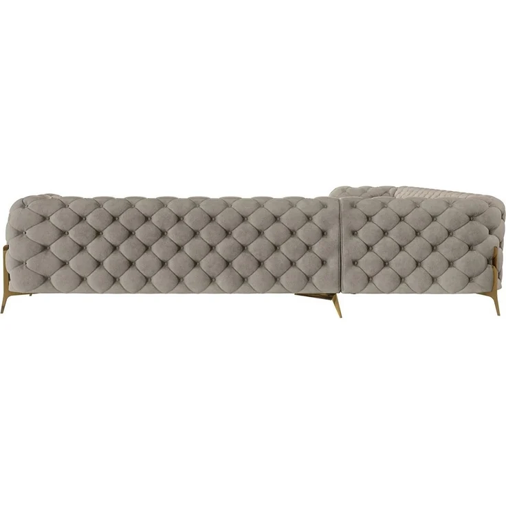 S-Style Möbel Ecksofa Chesterfield Ashley mit Goldene Metall Füßen, mit Wellenfederung – Bild 3