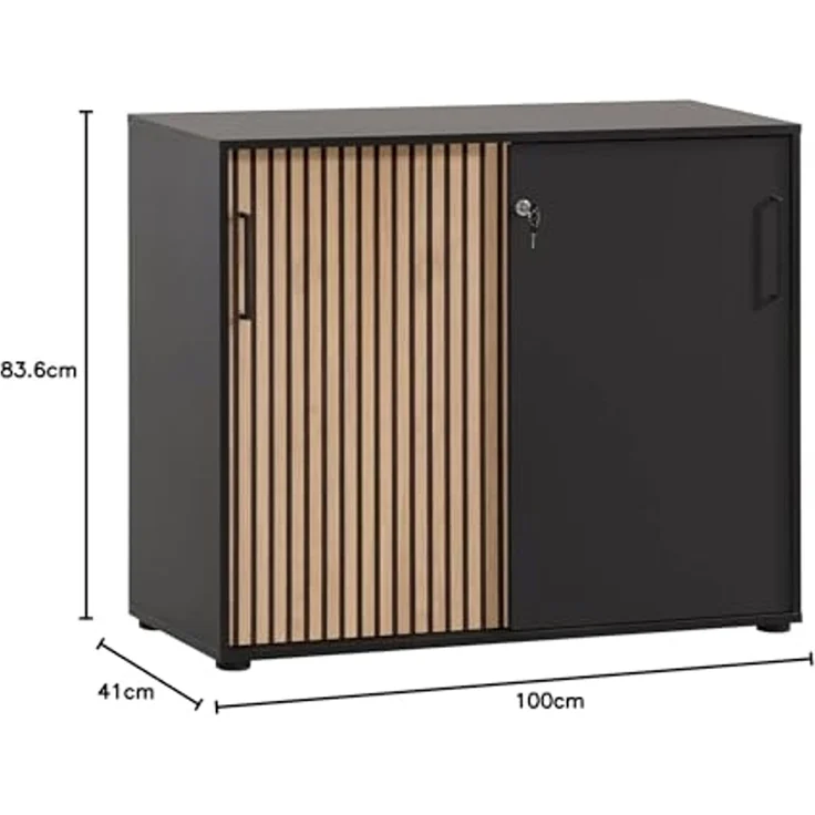 Schildmeyer Schiebetürenschrank Hank, MADE IN GERMANY, Breite 100 cm Tür mit Akustikprint, abschließbar, Metallbeschläge – Bild 3