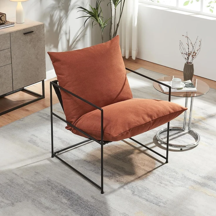 Sessel Utsjoki 90x61x70 cm Schwarz/Orange [en. casa] – Bild 3