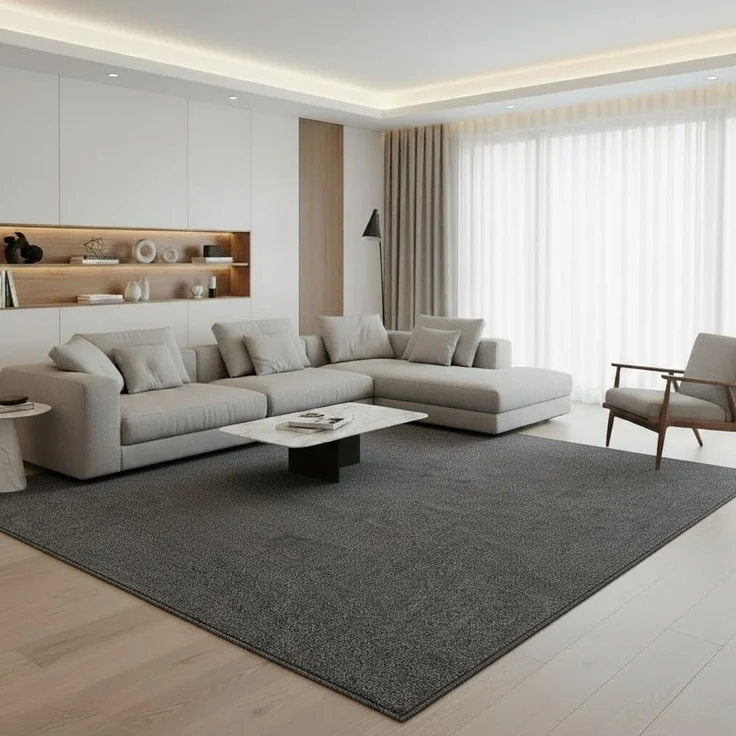 Fashion4Home Teppich Wohnzimmer – Einfarbig Teppich, Uni Teppich fürs Kinderzimmer, Schlafzimmer, Arbeitszimmer, Büro, Flur und Küche - Kurzflor Teppich Grau, Größe: 160x230 cm