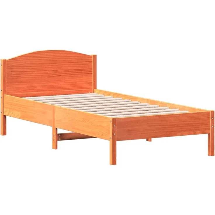 Einzelbetten, Betten für Erwachsene, Massivholzbett ohne Matratze Wachsbraun 90x190 cm Kiefernholz de4256