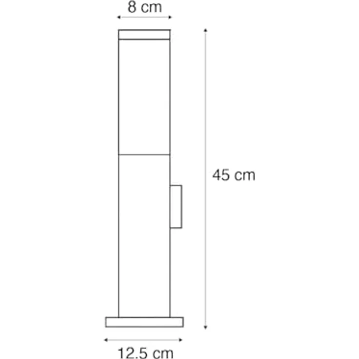 Qazqa Malios Außen Pollerleuchte, rechteckige Wegeleuchte in Silber, max. 60W, IP44, dimmbar, geeignet für LED, 45cm – Bild 4