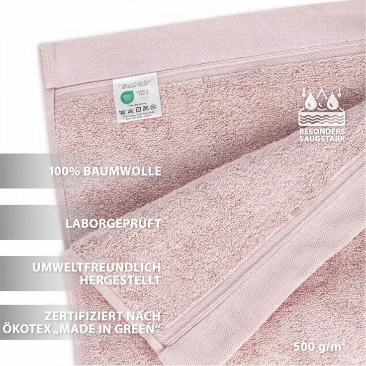 Hausfelder Saunatuch 2er Set Saunatuch XXL Hellrosa (2x Saunatuch XXL 100x200cm), Baumwollfrottee (2-St), Mit Aufhängeschlaufen, saugstark – Bild 2