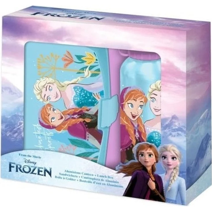 Kids Euroswan Set Trinkflasche aus Aluminium + Brotdose Kraina Lodu. Frozen FR50009