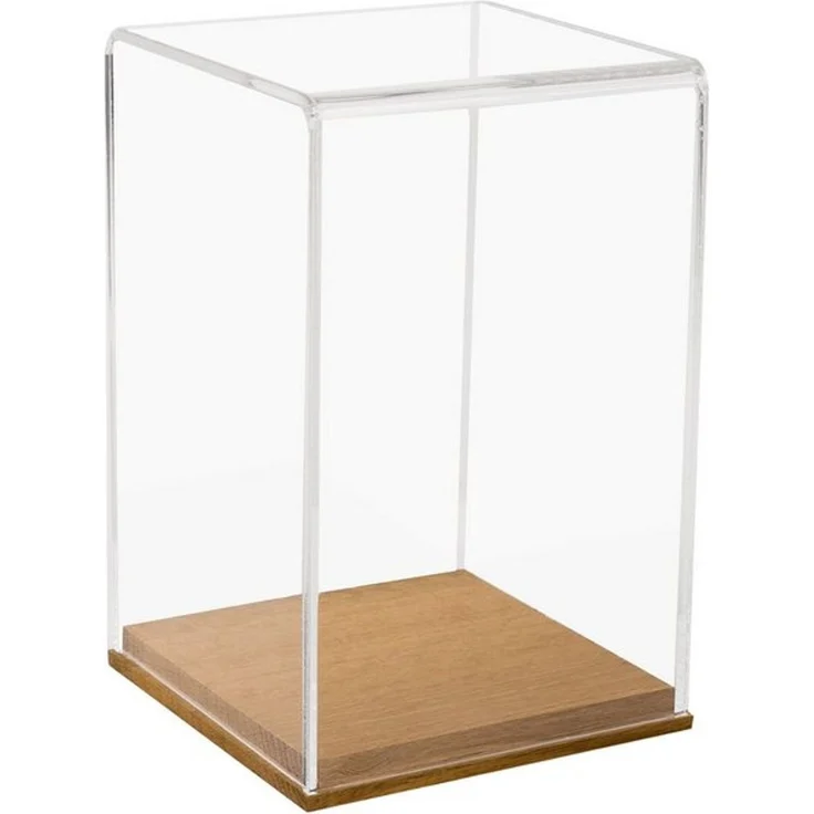 HMF Vitrine Eleganter Acryl Schaukasten mit Holzsockel für Modellautos Sammlerbox für Sammelstücke 14 x 14 x 22 cm, Transparent – Bild 4