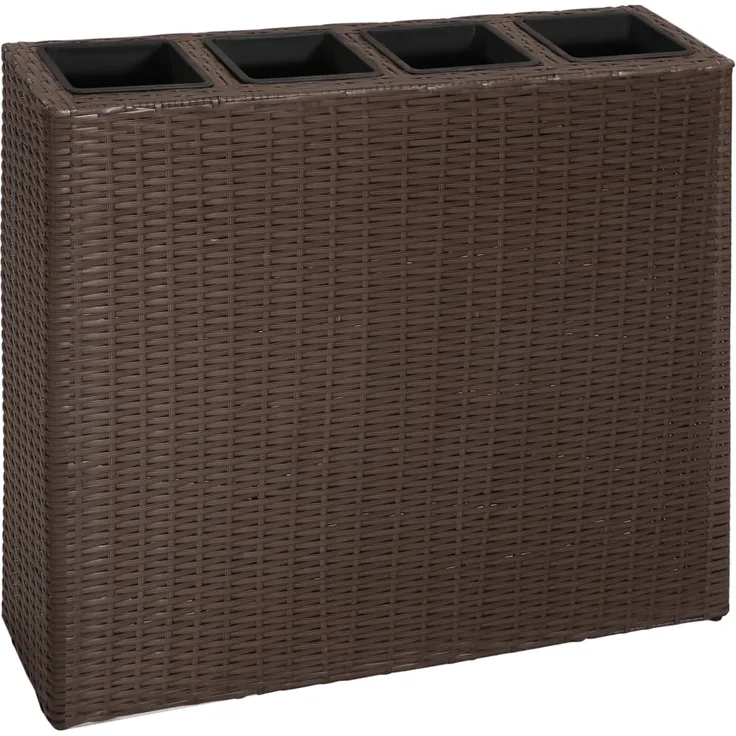 vidaXL Garten-Hochbeet mit 4 Töpfen Poly Rattan Braun 41085