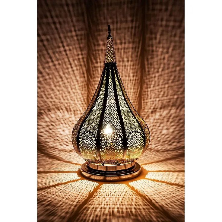 Marrakesch Orient & Mediterran Interior Nachttischlampe Orientalische Tischlampe Lampe Kais Silber, Handarbeit