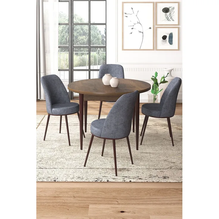 Skye Decor 'Tor - Baroque, Fume' Essgruppe (5-teilig), Barock / Rauchgrau, 90 x 75 x 90 cm