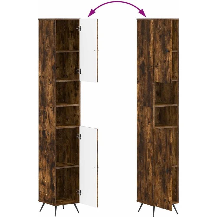 vidaXL Badezimmerschrank mit offenem Regal BREDA Raucheiche 897480 – Bild 7