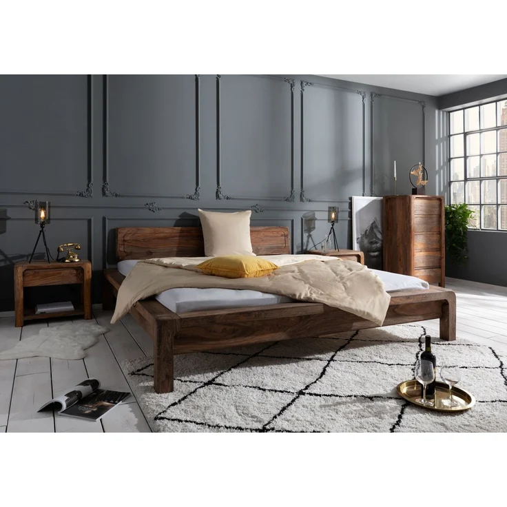 Bett Sheesham 160x200x80 grau geölt BUENO #012 – Bild 8