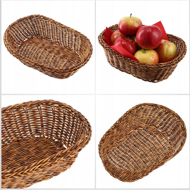 KADAX Brotkorb, Brottischbesteck, ovaler brauner Korb – Bild 4