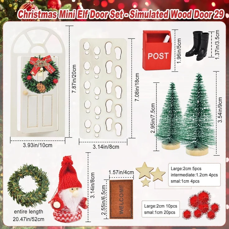 70 Miniatur Wichtel Weihnachten Set Wichteltür Zubehör Holz Deko Figuren – Bild 2