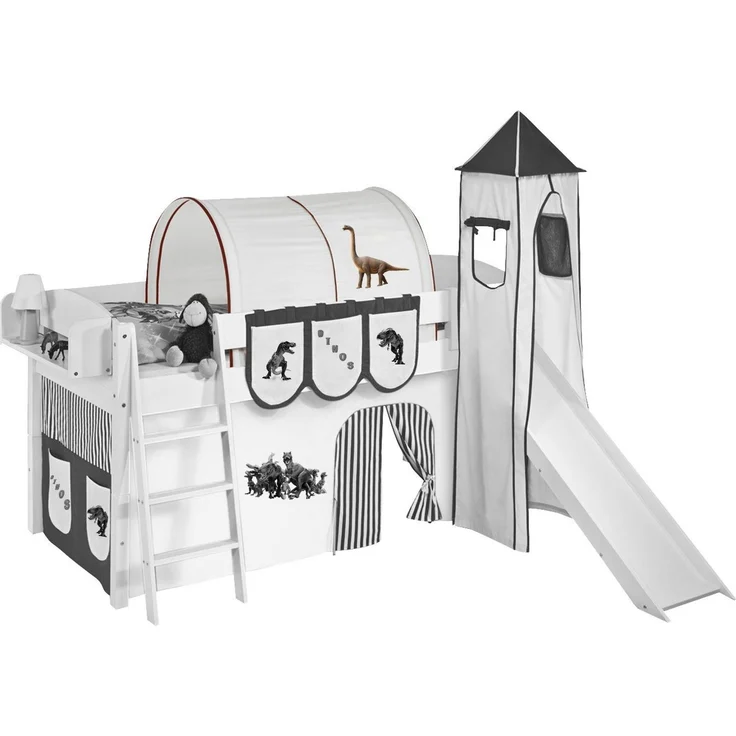 Lilokids Betttunnel Tunnel Dinos Braun Beige - für Hochbett, Spielbett und Etagenbett – Bild 1