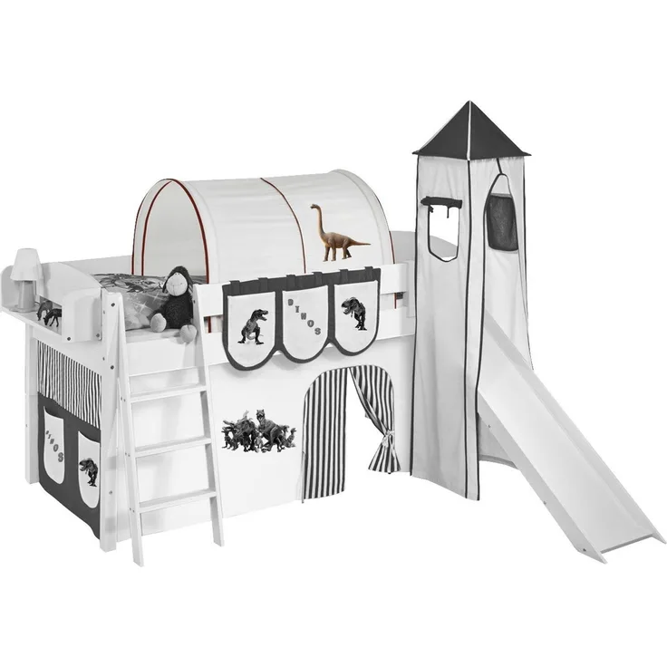 Lilokids Betttunnel Tunnel Dinos Braun Beige - für Hochbett, Spielbett und Etagenbett