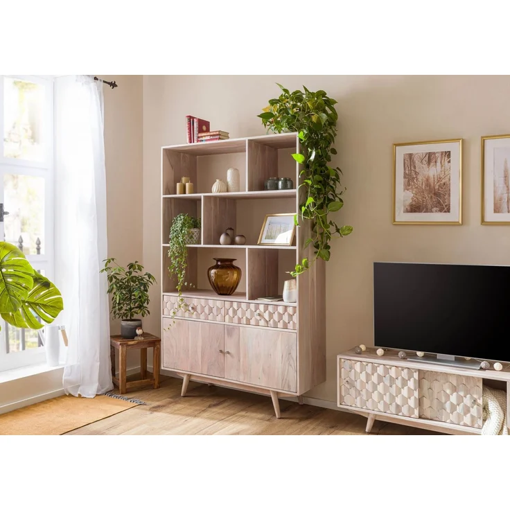 Regal Akazie 115x42x185 weiß lackiert MOSAYK #204 – Bild 9