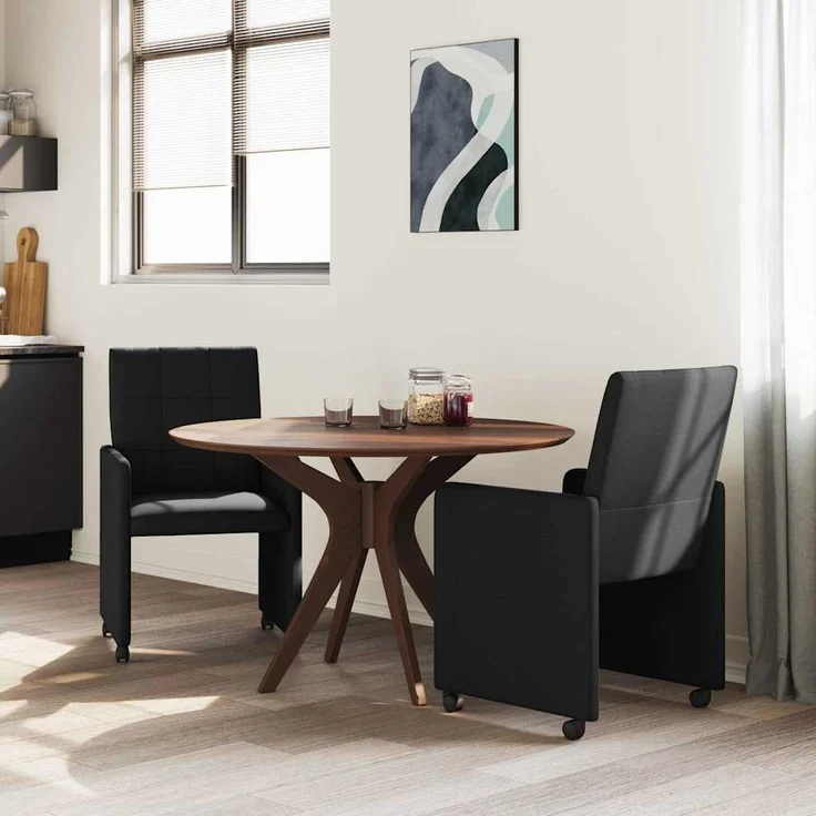 vidaXL Esszimmerstühle mit Rollen 2 pcs Schwarz 58 x 65 x 94 cm Stoff 42017831 – Bild 2