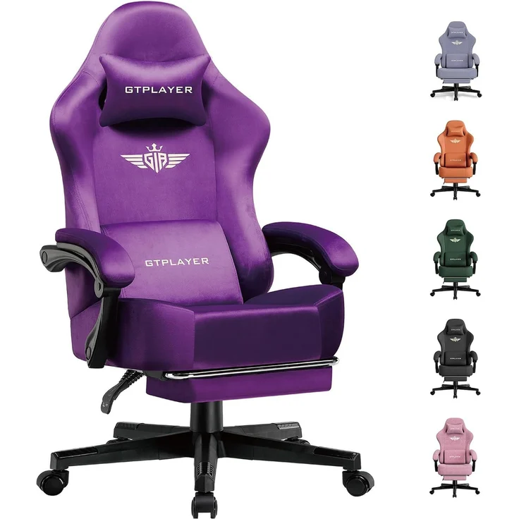 GTPLAYER Gaming-Stuhl Atmungsaktiver Bürostuhl, ergonomisch Hochwertiger - Stoff/Kunstleder, 160° Verstellbare Rückenlehne und ausziehbare Fußstütze