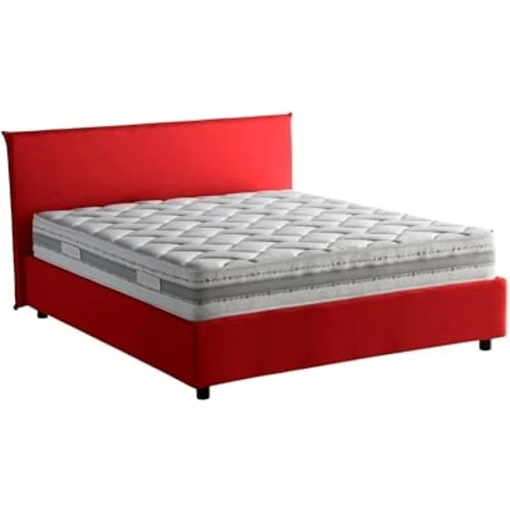 Talamo Italia - Doppelbett Beata, Stoffbett mit Stauraum, Öffnung vorne, inklusive Matratze 140x190 cm, 100 % Made in Italy, Rot – Bild 3