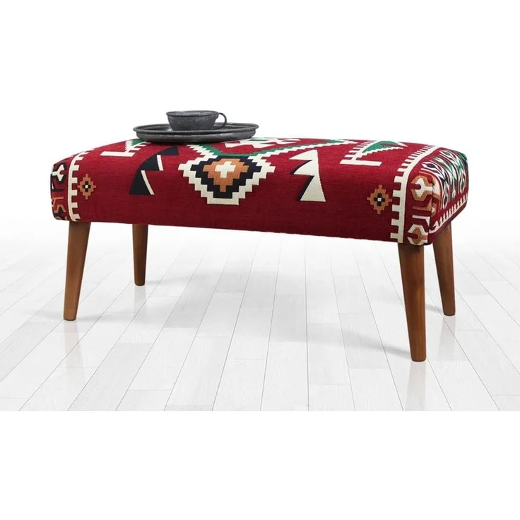 Hanah Home 'Vezir - Red' Pouffe, Mehrfarbig, 91 x 42 x 46 cm – Bild 3
