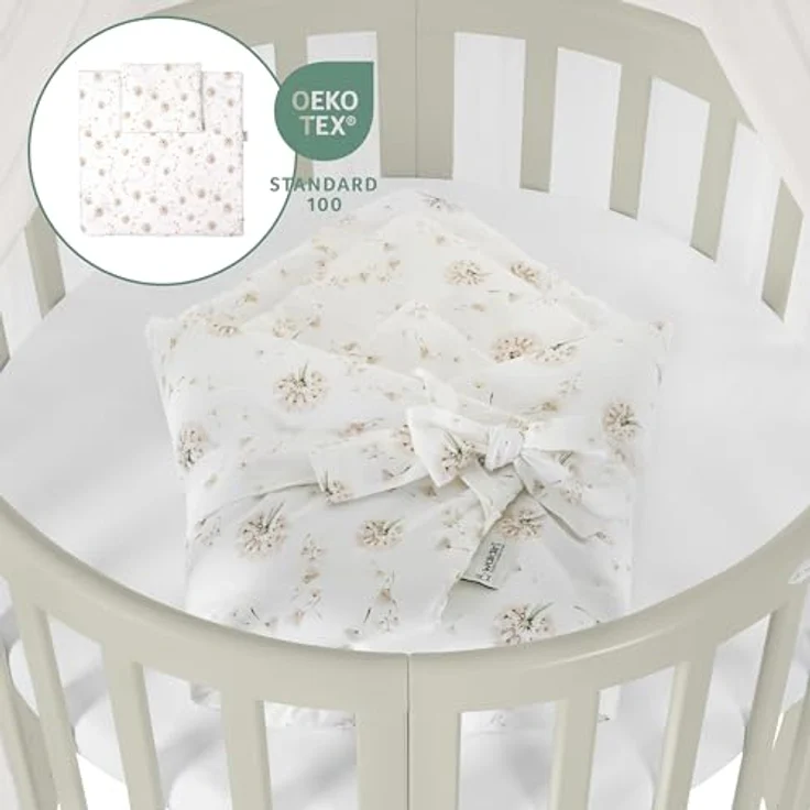 Waldin Babybett Mobiles Babybett OWAL aus Holz 7in1 mit Matratze, mitwachsend – Bild 5