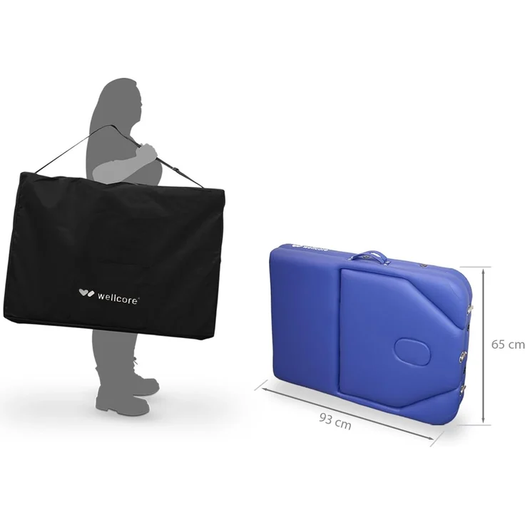 WELLCORE Faltbare Aluminium-Bahre, mit aufklappbarer Rückenlehne, 185 x 65 cm, Kunstleder, höhenverstellbar, Gelenkkopf, Gesichtsloch, Silber, Transporttasche, bis 225 kg – Bild 6